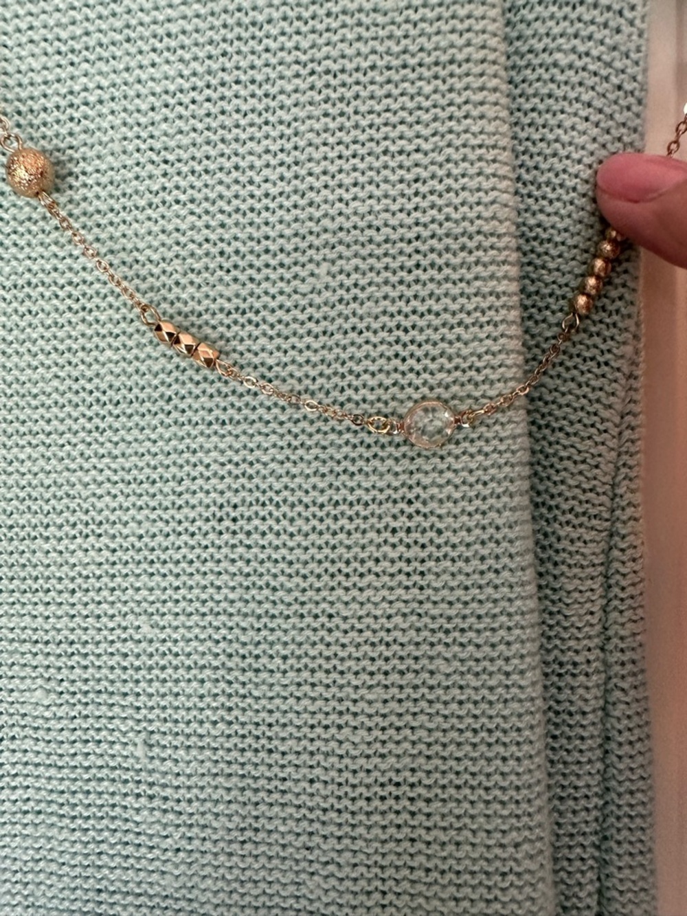 ⭐️ NWT⭐️ Talbots Gold Beaded Chain Necklace with Clear Crystal Accent